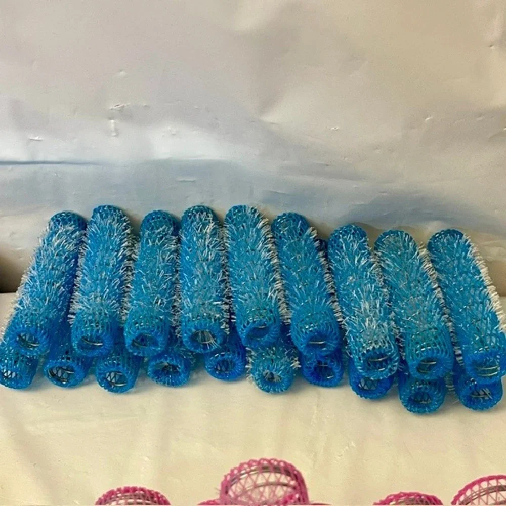 Vintage Wire Mesh Brush Hair Roller Set with Pins Multi Color Multi Size 163 Pc